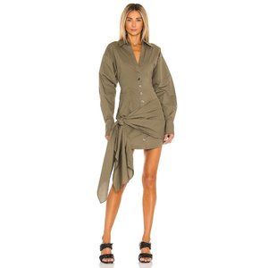 L'Academie The Leven Mini Shirt Dress in Olive Green Medium New Nwt Women's